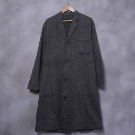 40-50s France Vintage Marque LION  Black Chambray Atelier Coat