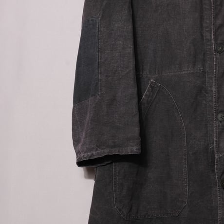 40-50s France Vintage  VETRA Black Linen  Maquignon Coat