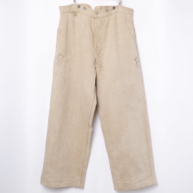 30s French Army Ecru Linen HBT Bourgeron Trouse