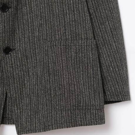 40s France Vintage Black Chambray Stripe Tailored Jacket Dead Stock