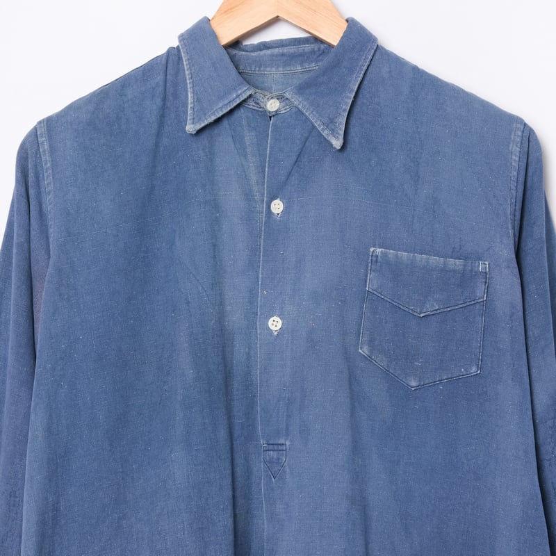 30-40s France Vintage Cotton Linen Granpa Shirt 30-40s France Vintage Cotton Linen Granpa Shirt