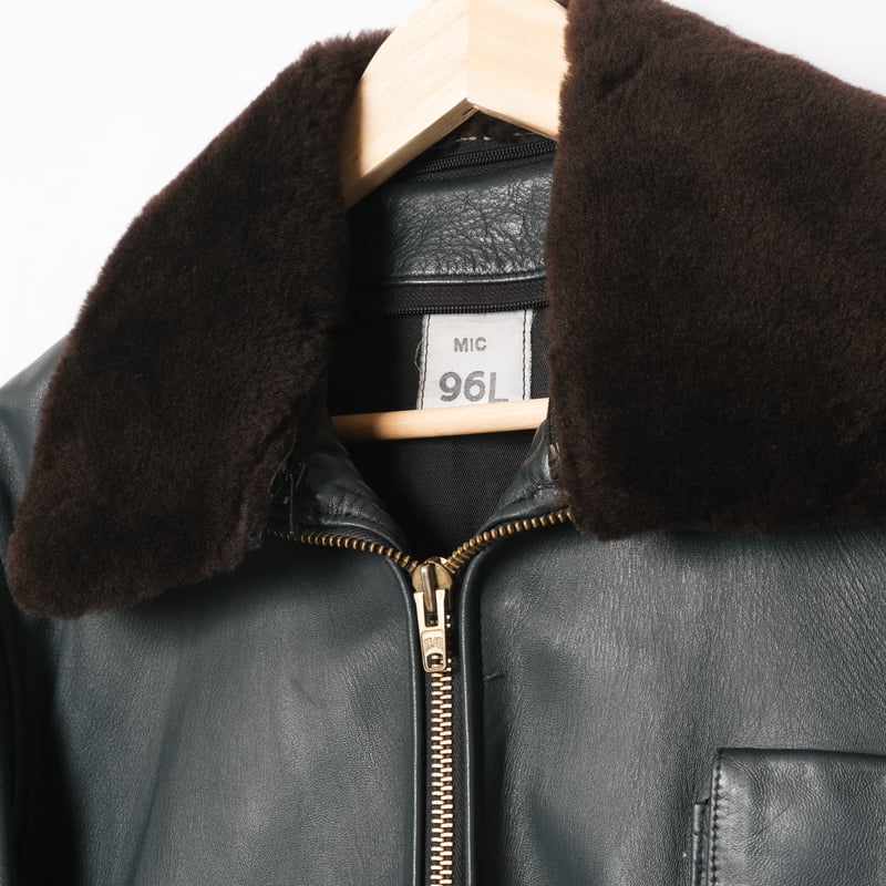 French Army Pilot Leather Jacket (Navy) Size 96