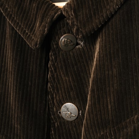 30-40s France Vintage Adolphe Lafont Dark Brown Corduroy Hunting Jacket