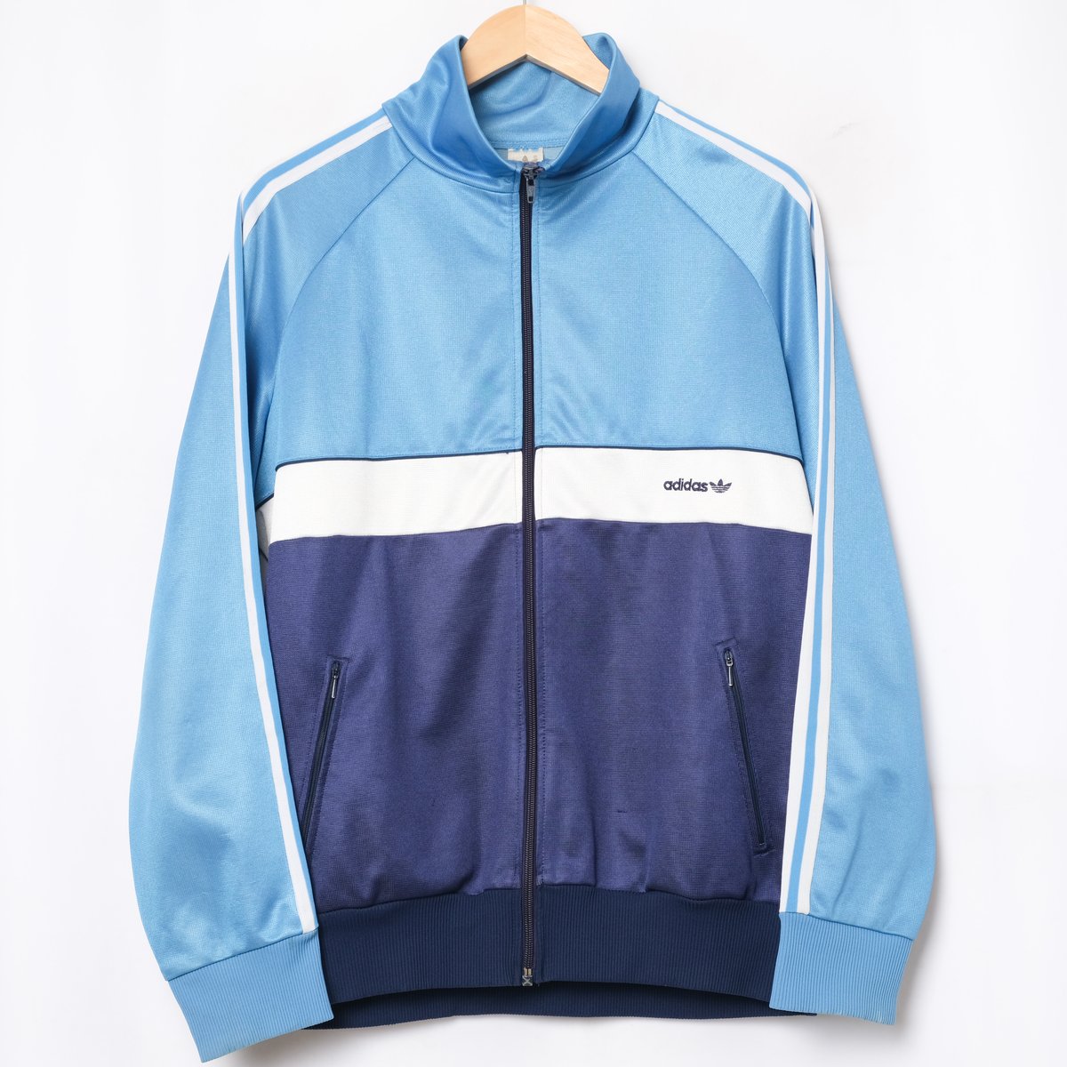 80s Vintage adidas Track Jacket Navy ×Light Blu...