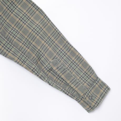 40-50s France Vintage Checked Granpa Shirt Green × Navy