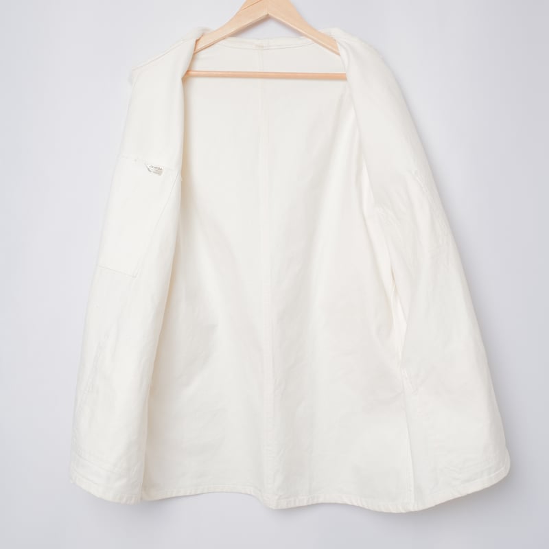 50-60s France Vintage Ecru Cotton Twill Work Ja 50-60s France Vintage Ecru Cotton Twill Work Ja
