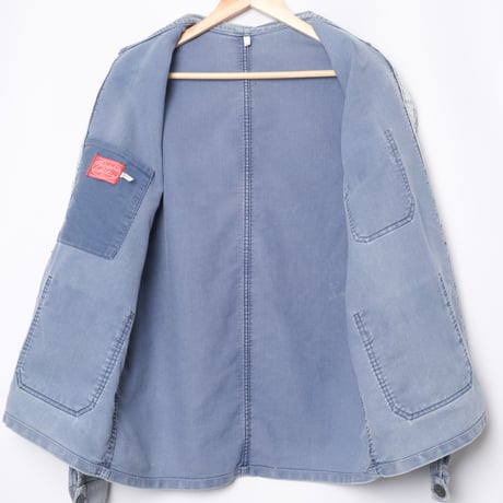 50s France Vintage Adolphe Lafont Blue Moleskin Work Jacket