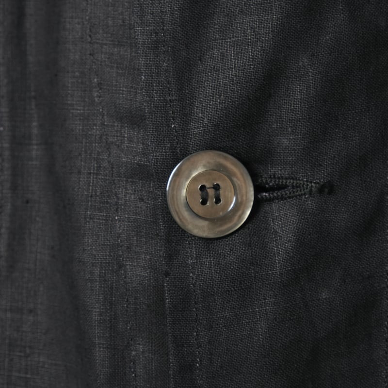 30-40s France Vintage Linbleuvil Black Linen M 30-40s France Vintage Linbleuvil Black Linen M