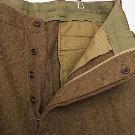 50s French Army Wool Trousers Size 25 Dead Stock