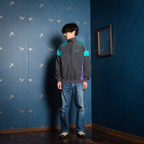 80s Vintage adidas Ventex Track Jacket Model Challenger Gray × Green × Purple (Made in France)