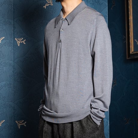 90s JOHN SMEDLEY Merino Wool Knit Polo（Made in England)