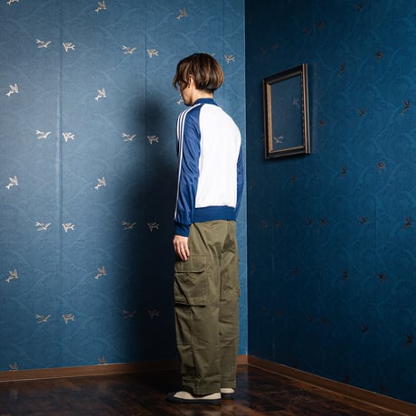 70s Vintage adidas Collarless Track Jacket White × Navy
