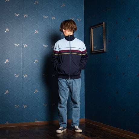 70-80s Vintage adidas Ventex Track Jacket Navy × Light Blue (Made in France)