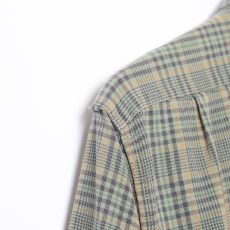 40-50s France Vintage Checked Granpa Shirt Green × Navy