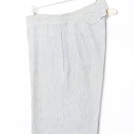 -30s France Vintage Belle Jardiniere Striped Cotton Trousers