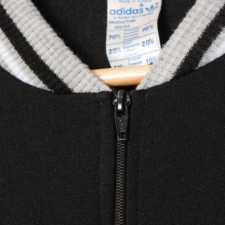 70-80s Vintage adidas Ventex Collarless Track Jacket Black × Grey