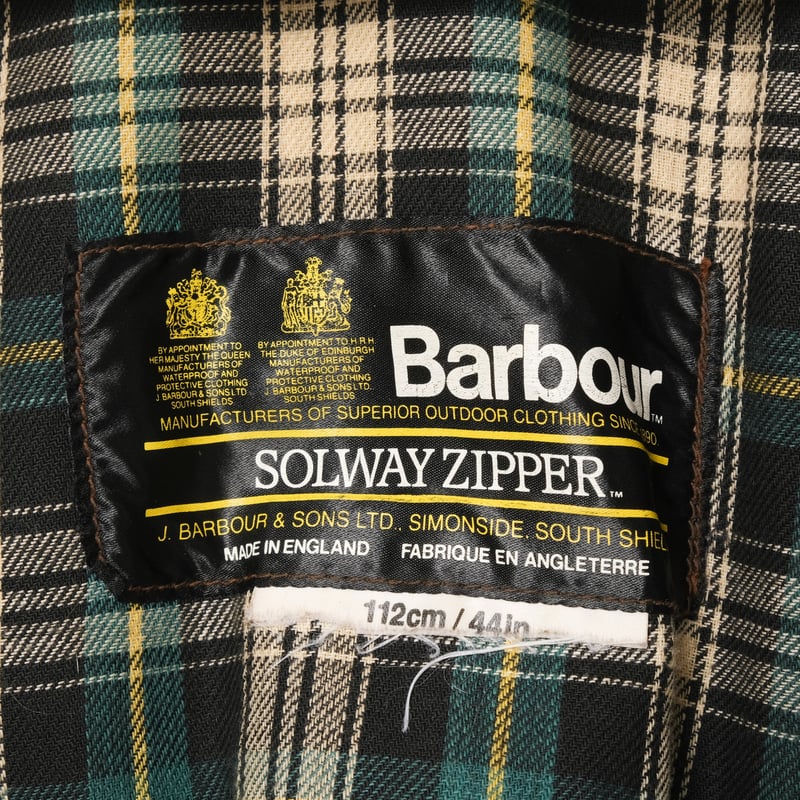 80s Barbour Solway Zipper 2 Warrant YKK棒ジップ Wit 80s Barbour Solway Zipper 2 Warrant YKK棒ジップ Wit