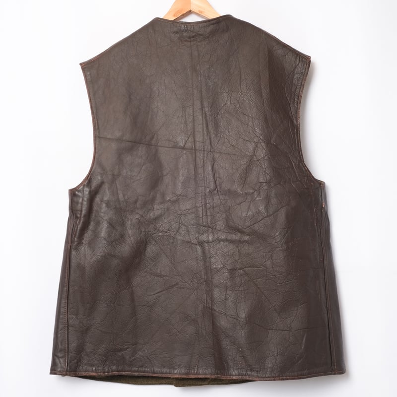 50s　オランダ軍　レザーベスト　ジャーキン　キャバリエ 1954s Dutch Army Jerkin Leather Vest | 'bout