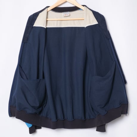 80s Vintage adidas Ventex Velours Track Jacket Navy × Gray × Light Blue (Made in France)
