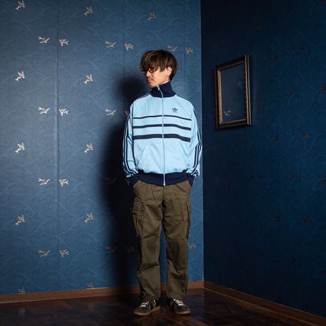 70-80s Vintage adidas Ventex Track Jacket Model  First Light Blue×Navy (Made in France)