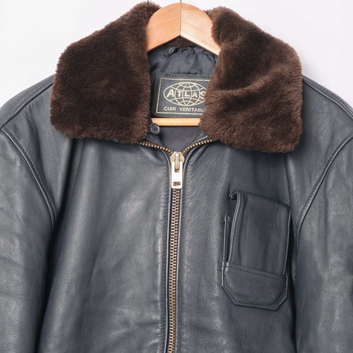 70s-80s French Vintage ATLAS Leather Jacket Siz 70s-80s French Vintage ATLAS Leather Jacket Siz