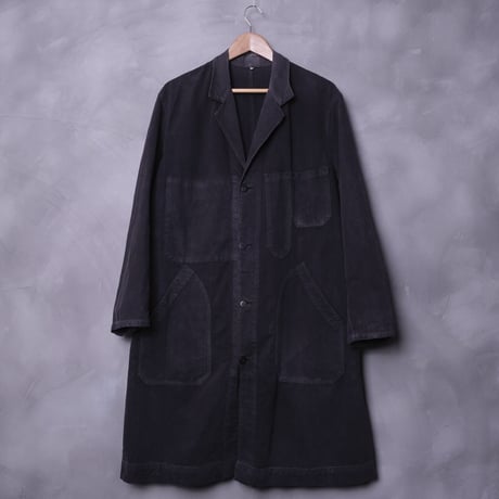 40-50s France Vintage VETRA Black Linen (Metis) Maquignon Coat