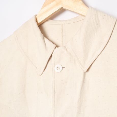 40s France Vintage Ecru Work Jacket 4 Buttons Size 48 DeadStock