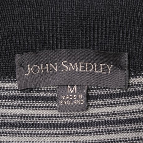 00s- JOHN SMEDLEY Merino Wool Knit Polo Shirt Navy（Made in England）