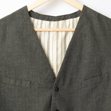 30-40s French Vintage Wool Gilet Light Gray