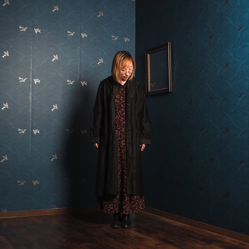 40sフランスワークドレス　フレンチワーク　ブラックモールスキン 40-50s French Vintage Black Moleskin Work Dres