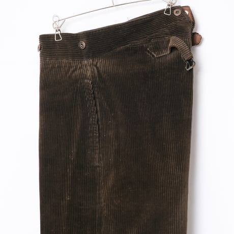 30-40s France Vintage LE MECANO Dark Brown Corduroy Trousers
