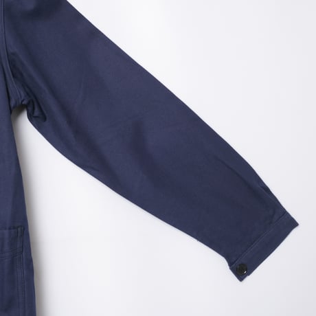 40s France Vintage Le Mont Sant Michel Blue Cotton Twill Work Jacket Dead Stock