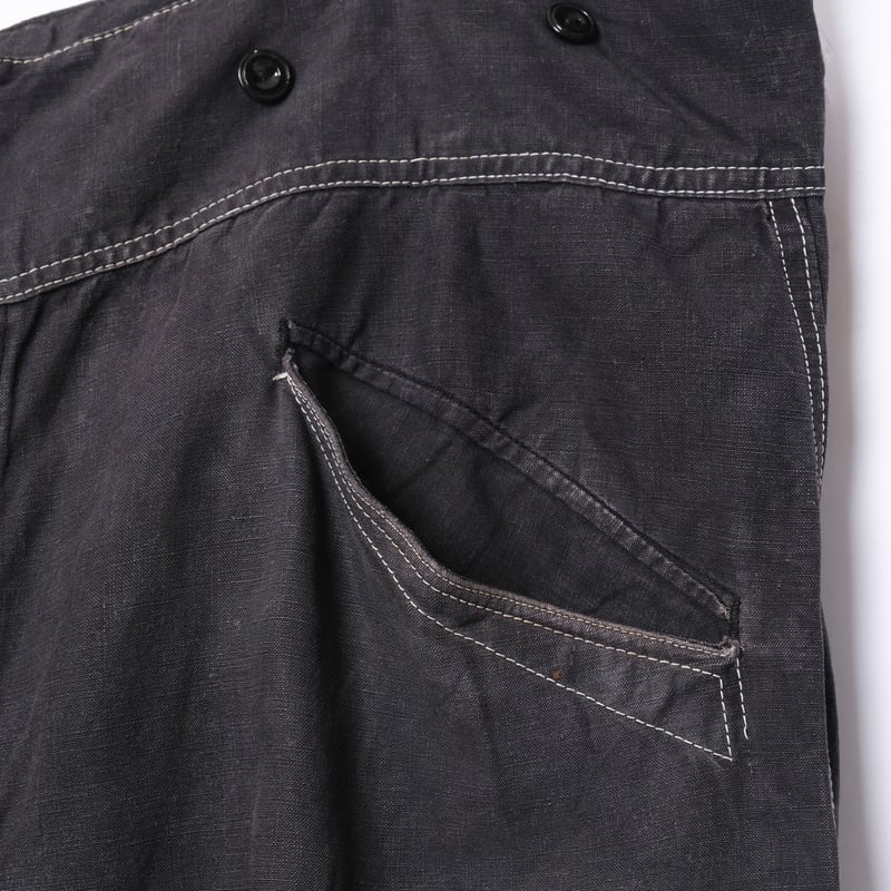 SALACHEブラックリネンマキニョンパンツ フランス ヴィンテージ 30-40s France Vintage SALACHE Black Linen Maq