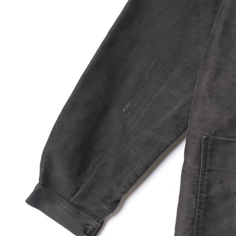 50s France Vintage Le Mont Saint Martin Black Moleskin Work Jacket