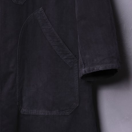 40-50s France Vintage VETRA Black Linen (Metis) Maquignon Coat