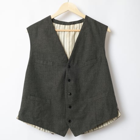 30-40s French Vintage Wool Gilet Light Gray