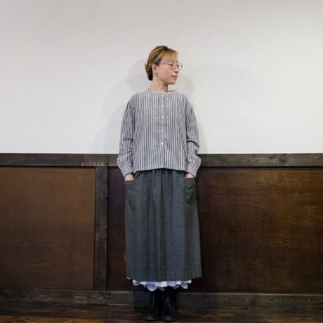 ‐1920s French Antique Stripe Cotton farmers Blouse
