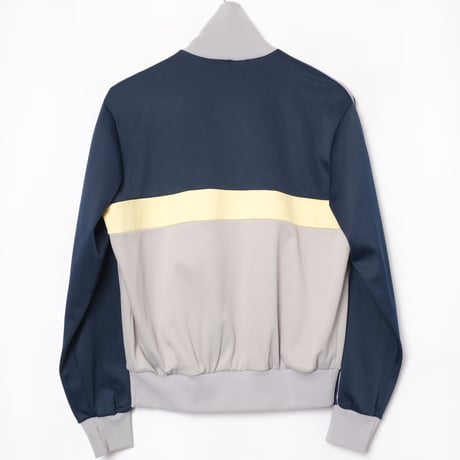 70-80s Vintage adidas Ventex Track Jacket Grey × Navy × Pale Yellow (Made in France)