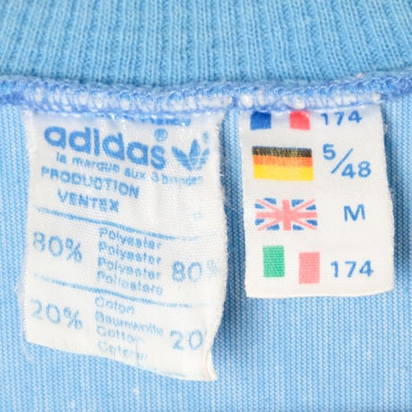 70-80s Vintage adidas Ventex Track Jacket Model Challenger Light Blue × Red (Made in France)