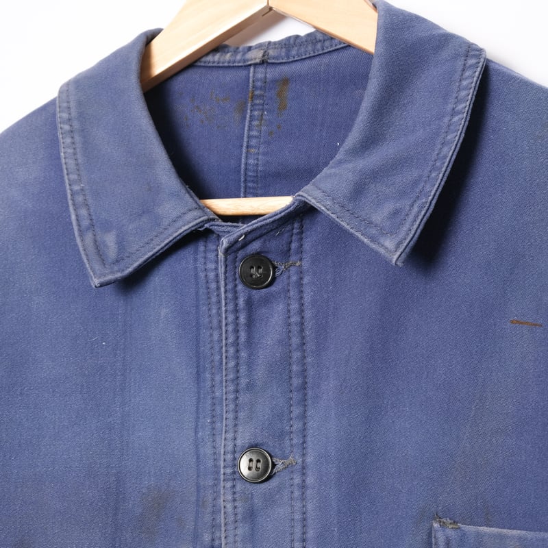 40s France Vintage Blue Moleskin Work Jacket |