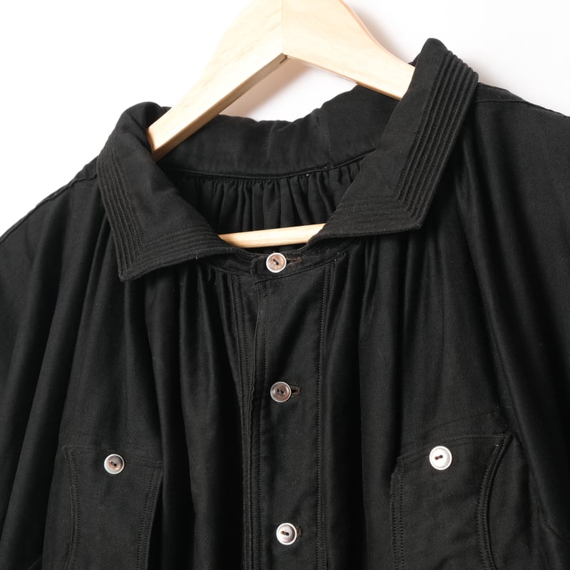 30s France Antique Black Moleskin Biaude | Ugl