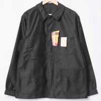 40-50s France Vintage Adolphe Lafont Black Moleskin Work Jacket Dead Stock
