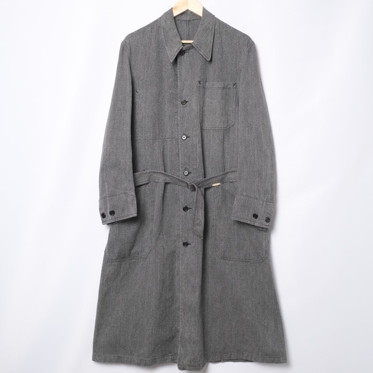 1940～50sブラックシャンブレー（黒シャン）コート フランス製 1940〜50s ビンテージ ブラックシャンブレー アトリエコート