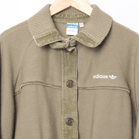 70-80s Vintage adidas Button Knit Jacket Khaki (Made in West Germany)