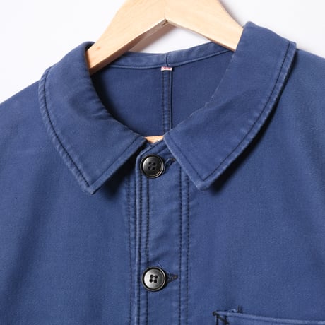 50s France Vintage Adolphe Lafont  Blue Moleskin Work Jacket