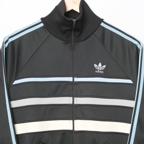 70-80s Vintage adidas Ventex Track Jacket Model First Black × Light Blue (Made in France)