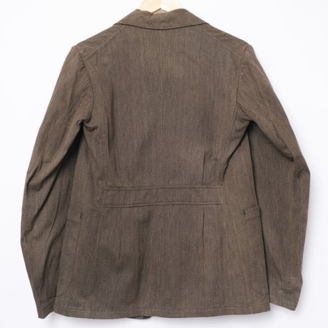30-40s France Vintage  Brown Black Chambray Work Jacket Dead Stock