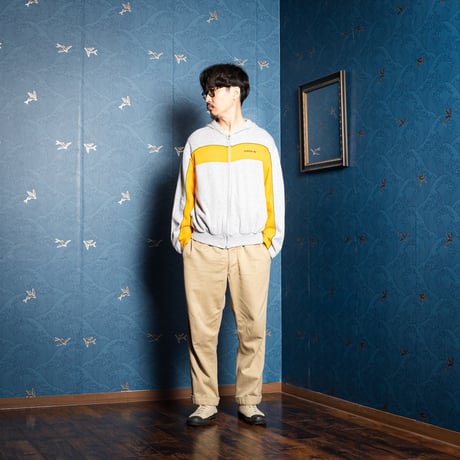 80s Vintage adidas Ventex Hoodie Gray × Mustard （Made in France)