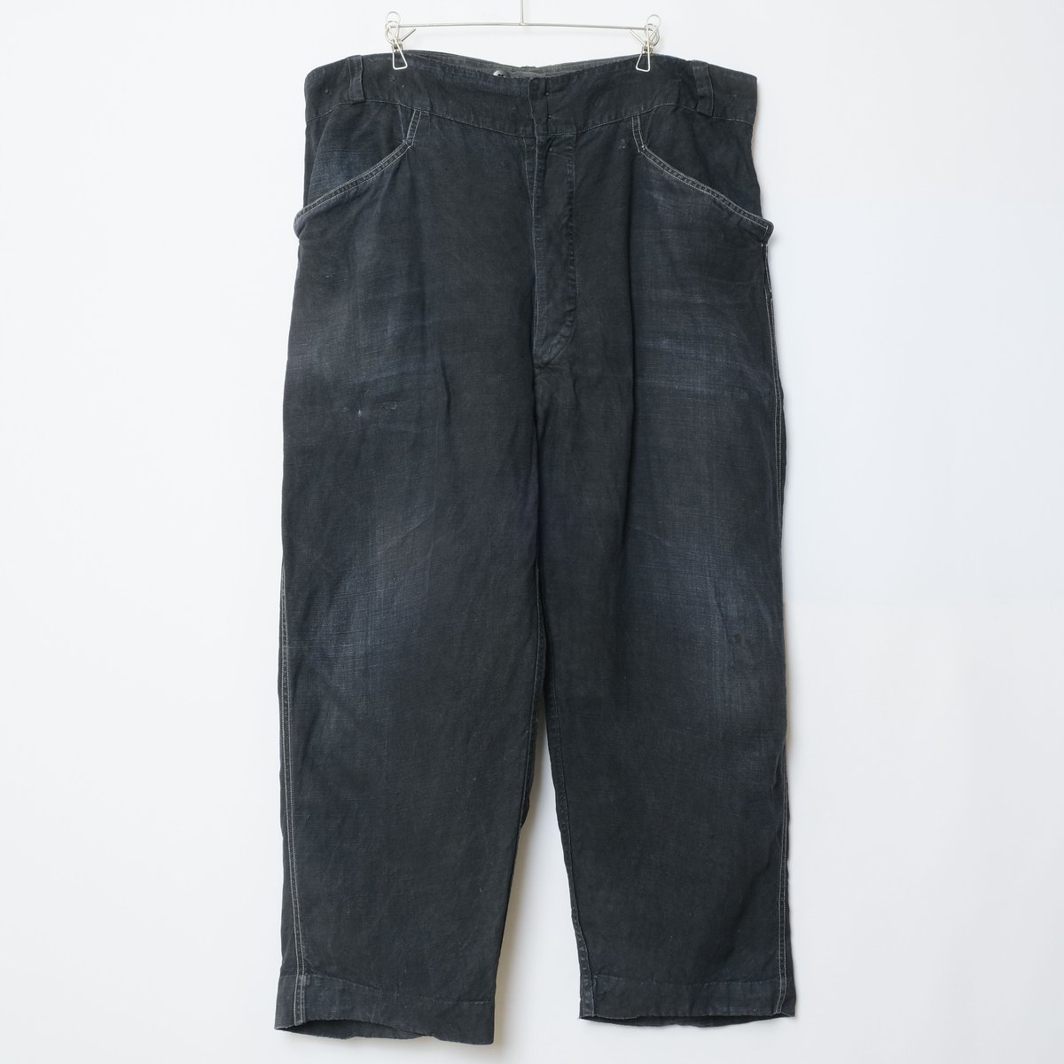 40-50s France Vintage Villette Black Linen Ma