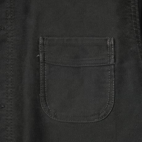 40-50s France Vintage Le Mont Sant Michel Black Moleskin Work Jacket Size 48